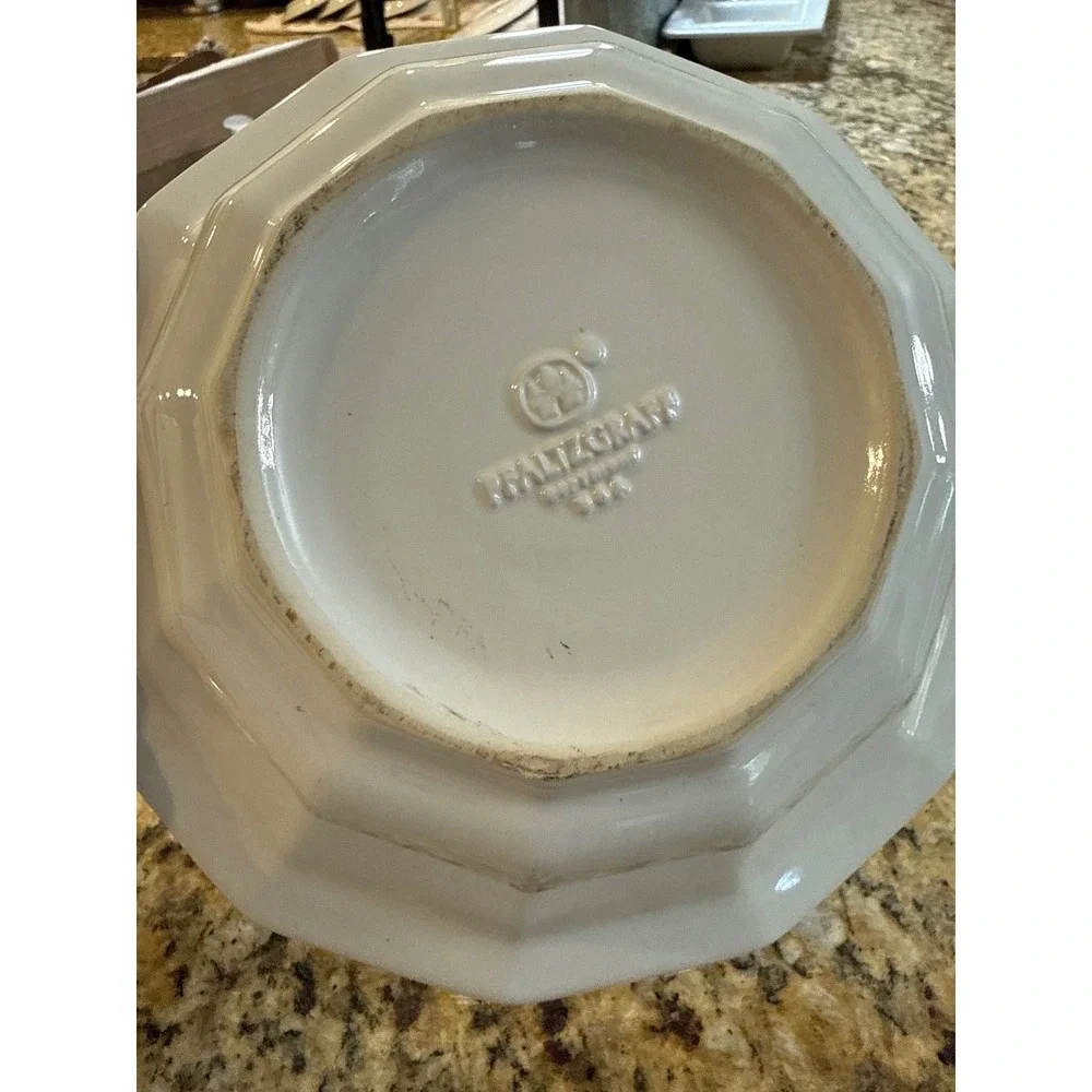 Pfaltzgraff‎ White Stoneware 9.5 Inch 12-Sided Paneled Serving Bowl USA Made